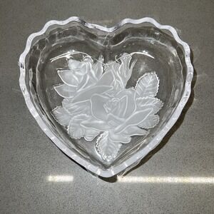 Vintage Studio Nova Heart Shaped Dish wth Frosted Embrosed Roses
